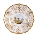 A Worcester dessert plate, circa 1820, the centre painted with a fisherman...   A Worcester (Flight,