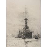 William Lionel Wyllie (1851-1931) - Ships at port  Etching with drypoint on cream wove paper  Signed