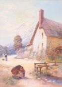 John White, R.I. (1851-1933) - Cottage scene  Watercolour Signed lower left 35 x 25 cm.(13 3/4 x 9