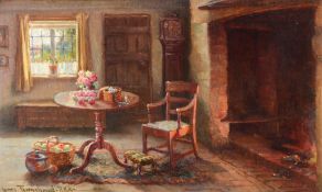 James Townsend (exh. 1883-1940) - A Cottage Home, Shakespeare's Country  Oil on canvas board