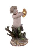 A Meissen model of a faun, late 19th century, blue crossed swords mark   A Meissen model of a faun,
