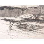 Norman Wilkinson (1878-1971) - Spring on the Spey  Etching and drypoint Signed and titled 24.5 x