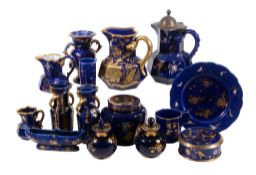 A selection of Mason's Ironstone China blue ground and gilt items, circa 1820   A selection of