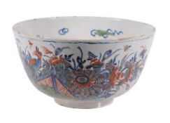 A Dutch Delft polychrome chinoiserie punch bowl, first quarter 18th century   A Dutch Delft