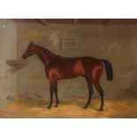 Circle of Claude Lorraine Ferneley (1822-1891) - Chestnut racehorse, "Kisber", in a stable interior
