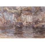 Norman Wilkinson (1878-1971) - Leaping salmon  Watercolour, with traces of graphite Signed lower