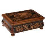 A Continental walnut and marquetry inlaid box, late 19th century   A Continental walnut and