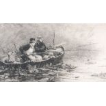 Charles Joseph Staniland 1838-1916) - Two fisherman in a boat  Etching and drypoint Signed in pencil