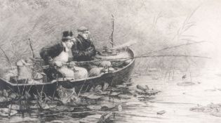 Charles Joseph Staniland 1838-1916) - Two fisherman in a boat  Etching and drypoint Signed in pencil