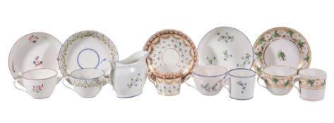 A selection of Pinxton porcelain tea and coffee wares, circa 1800, including   A selection of