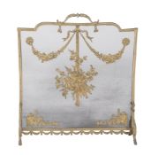 A gilt metal and wire mesh firescreen in Louis XVI taste,   late 19th century, of rectangular form,