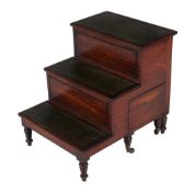 A set of Regency mahogany steps  , circa 1815, each step with tooled leather inset, with hinged