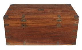 A Victorian camphor and brass mounted chest  , second half 19th century, the hinged lid above twin