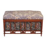 An Aesthetic walnut stool or window seat  , late 19th/early 20th century and later, by Shoolbred  &