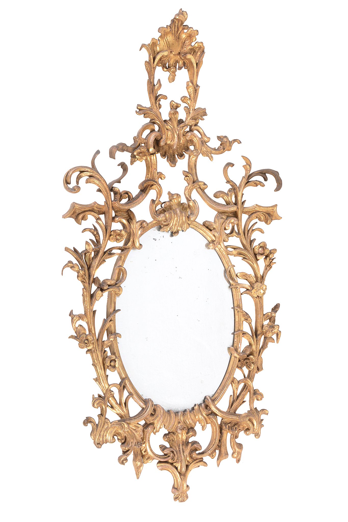 A pair of giltwood oval wall mirrors in George III style  , 19th century, each with raised surmount - Image 2 of 4