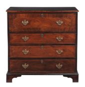 A George III mahogany and inlaid secretaire chest  , circa 1800, the secretaire drawer with hinged