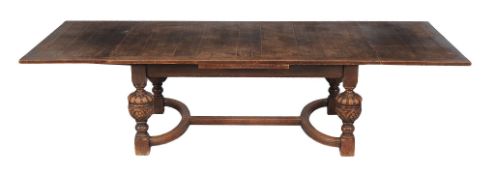 An oak draw leaf table in Continental 17th century style  , 20th century, the rectangular top above