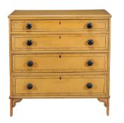 A Victorian painted pine chest of drawers  , circa 1860, the whole painted to simulate bamboo, the