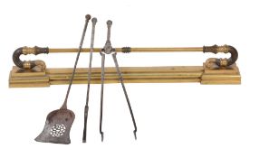 A set of three Regency steel fire irons,   circa 1815, comprising shovel, poker and tongs, all with