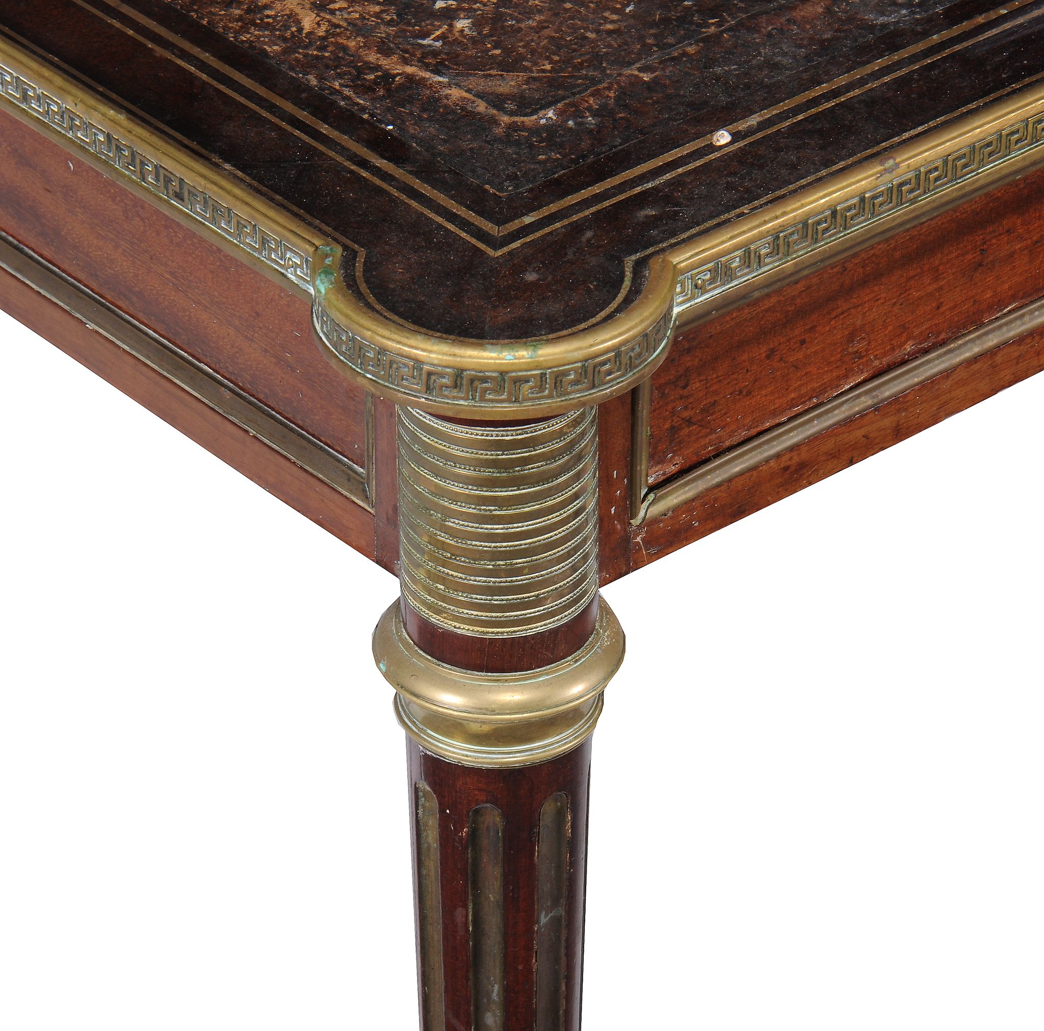 A French mahogany and brass mounted writing table  , second quarter 19th century, the leather inset - Image 2 of 2