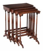 A set of mahogany quartetto tables  , first quarter 19th century, each with moulded edge above