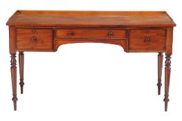 A late Regency mahogany kneehole writing table  ,  circa 1820 ,   the rectangualr top    with
