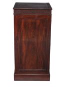 A mahogany pedestal cupboard  , circa 1780 and later, the lift top compartment with fluted frieze
