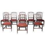 A set of eight mahogany dining chairs in George III style  , 19th Century, to include one armchair,