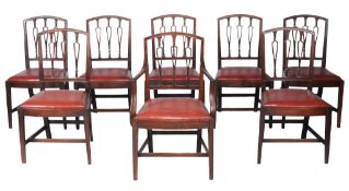 A set of eight mahogany dining chairs in George III style  , 19th Century, to include one armchair,