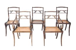 A set of ten dining chairs in Regency style  , 19th century, to include two armchairs, each with