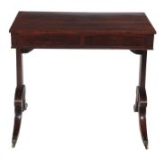 A Regency mahogany centre table  , circa 1815, the rectangular top above two blind frieze drawers