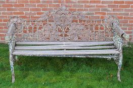 A cast iron Oak  &  Ivy pattern garden bench  , 19th century, probably Coalbrookdale, the central
