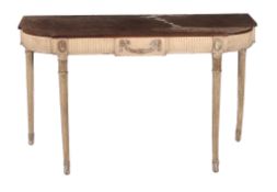 A  George III cream painted and mahogany mounted console table  , circa 1790, the crossbanded