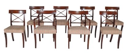 A set of eight Regency mahogany dining chairs  , circa 1815, to include two carvers, each with