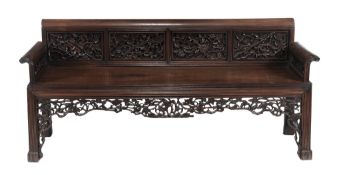 A Chinese hardwood bench, 84cm high, 180 wide, 52cm deep
