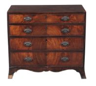A George III mahogany chest of drawers  , circa 1790, the cross banded caddy top above four long