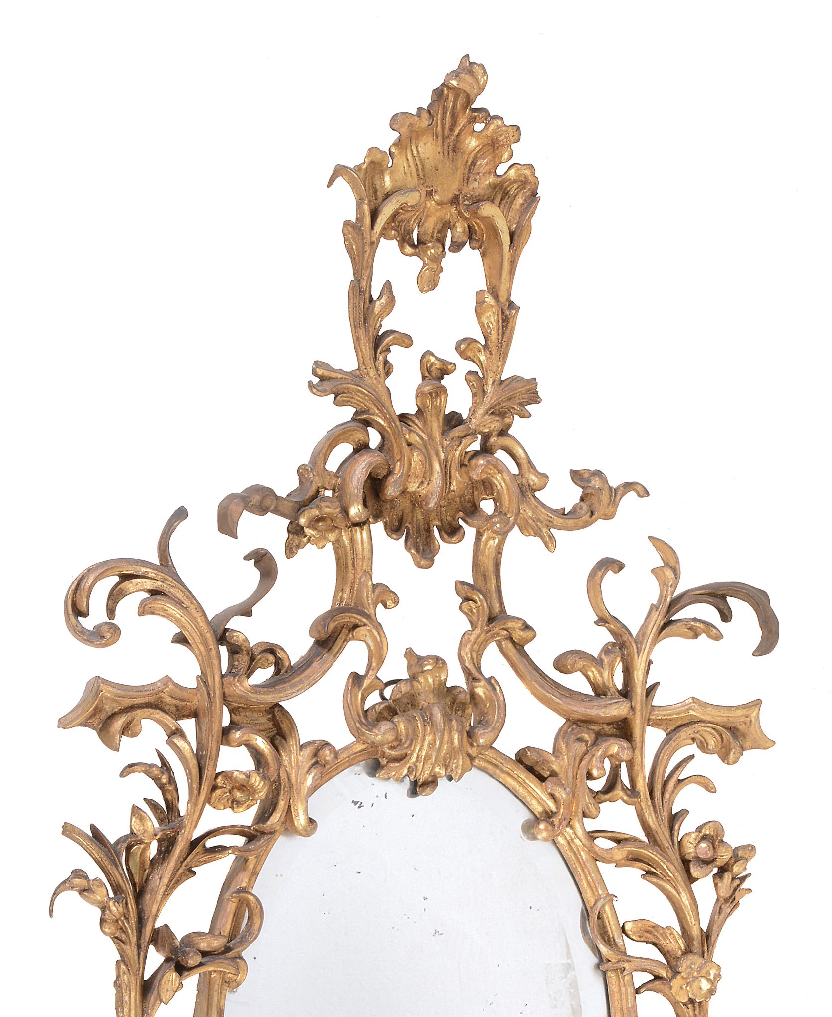 A pair of giltwood oval wall mirrors in George III style  , 19th century, each with raised surmount - Image 4 of 4