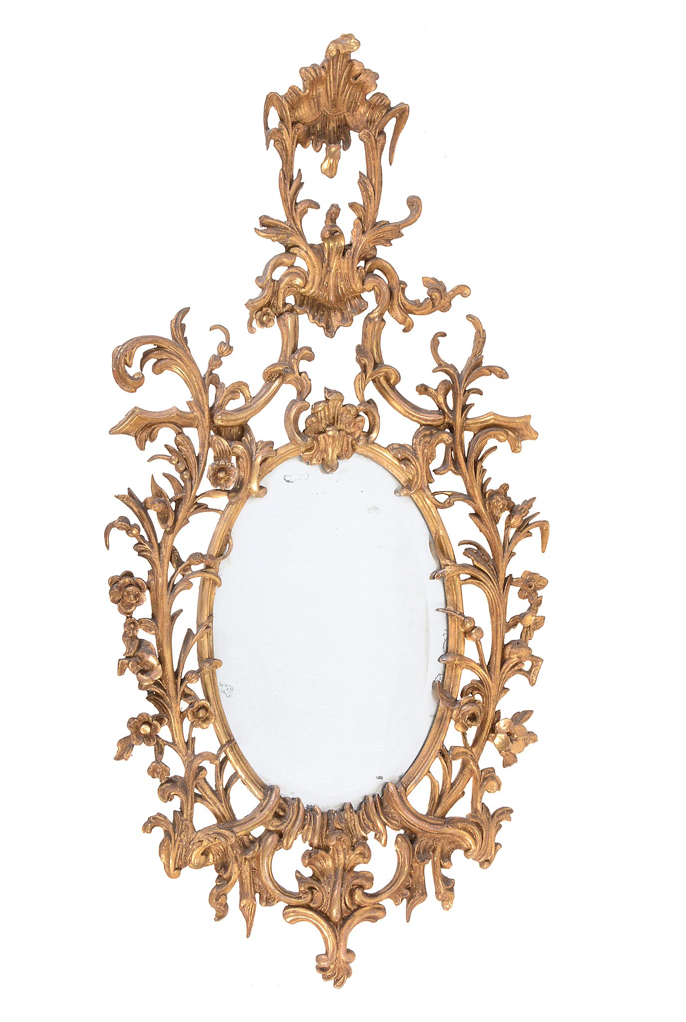 A pair of giltwood oval wall mirrors in George III style  , 19th century, each with raised surmount - Image 3 of 4