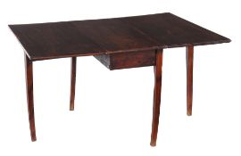 A solid yew drop leaf table  , late 18th/early 19th century, the rectangular top with inlaid edge
