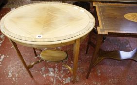 An Edwardian mahogany and marquetry table   and an oval table