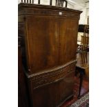 A stained mahogany serpentine fronted side cabinet   in 18th century style, 20th century,