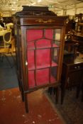 An Edwardian mahogany and line inlaid glazed cabinet   60cm wide