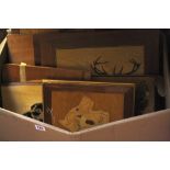 Marquetry Craftware,   a large collection of natural history marquetry panels and a quantity of