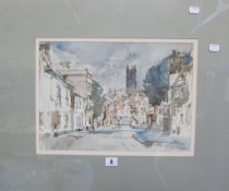 John Frederick Palmer (1939-) Bristol Savages Ludlow (?) Street Scene Watercolour Signed lower