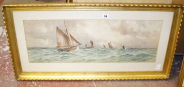 W.. Pearsay 'Trawlers of Spithead' Watercolour Signed lower left 25.5cm x 72cm; And a print of a