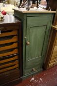 A narrow painted pine cupboard