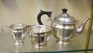 An Early 20th Century silver three piece tea set  , Sheffield 1938, maker Viners Ltd - Edward