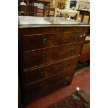 A Victorian mahogany chest   with two short and three long graduated drawers on bracket feet 91cm