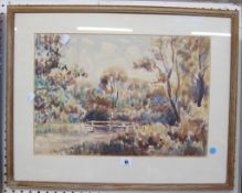 Claude Flight (1881-1955) Wooded River Scene Watercolour Signed lower left  30cm x 40cm