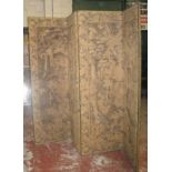 A tapestry upholstered room screen   196cm high